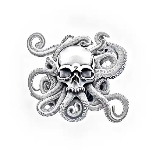 Combination Of Skull And Octopus