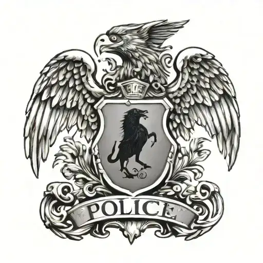 Antique Style Police Badge With The Last Name Griffin And A Griffin Standing Behind It