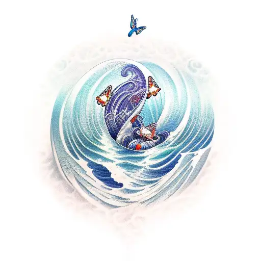 Ocean Wave With Butterfly