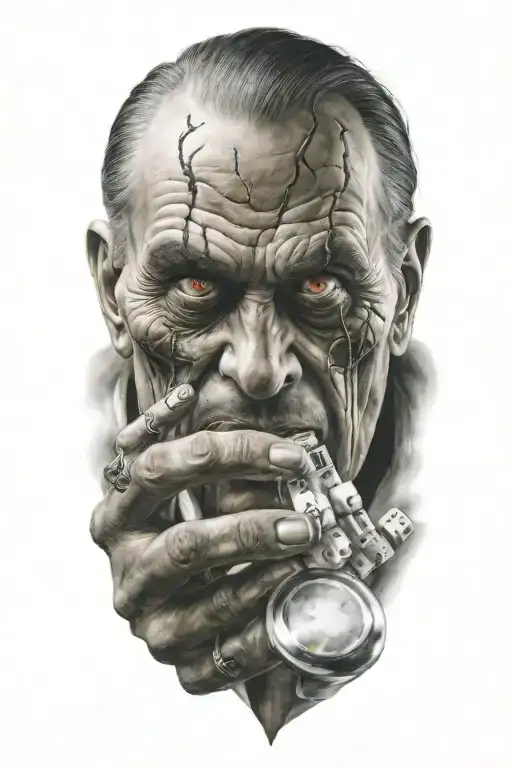 A Demonic Doctor Holding Pills