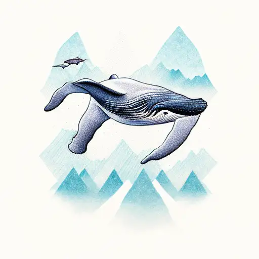 A Whale Jumping Over A Mountain Range