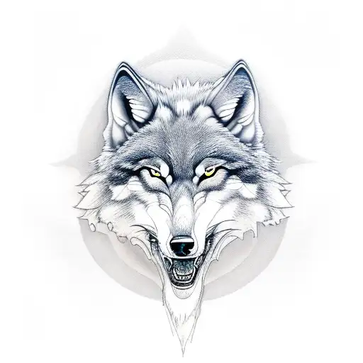 A Realistic Depiction Of A Wolf Howling At A Red Moon