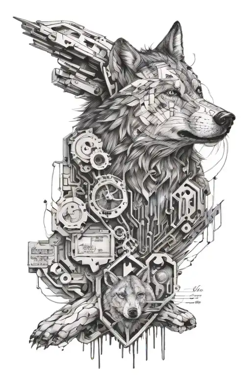 Computer Code And Wolf In One