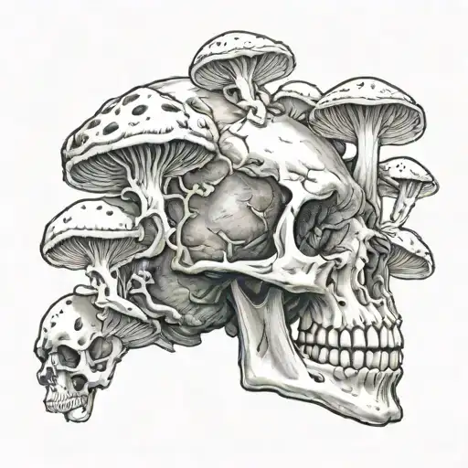 Mushrooms Growing In A Skull