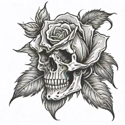 Skull Rose Bud Bursting