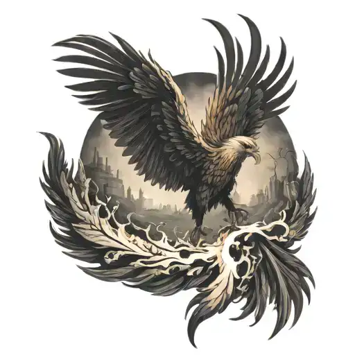 Scary Phoenix Rising From The Ashes