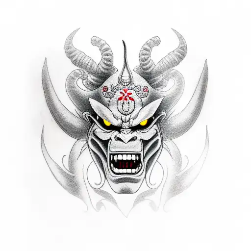 Oni Mask Whit Cherry Tree