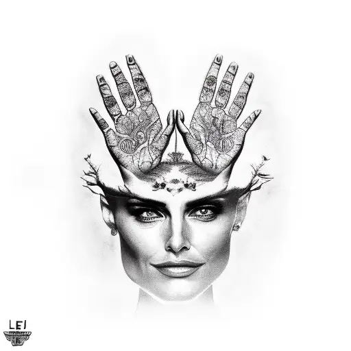 Pretty Woman With Hands In The Face