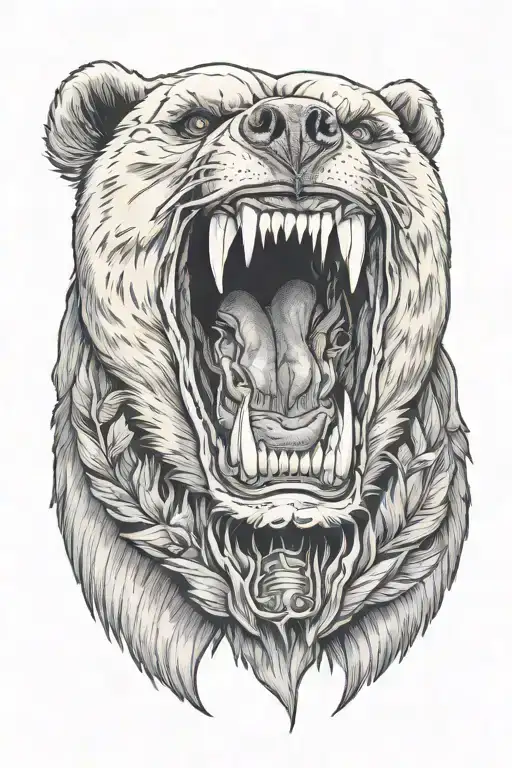 Skull Face Inside A Bear Mouth Open