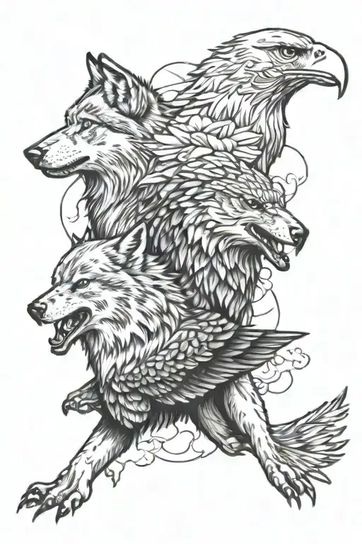Wolves And Eagle