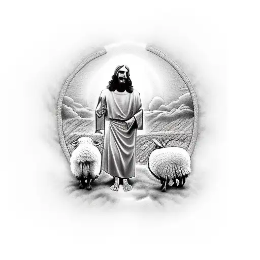 Jesus Comforting A Lost Sheep