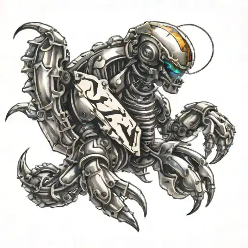 Robot Scorpion Holding A Banner
