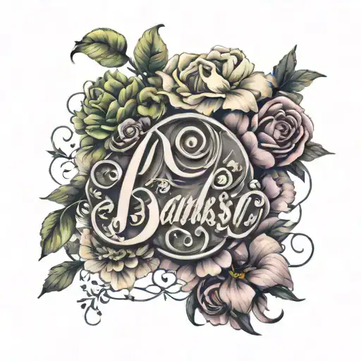 Bankston In Script Font Surrounded By Flowers Intertwined