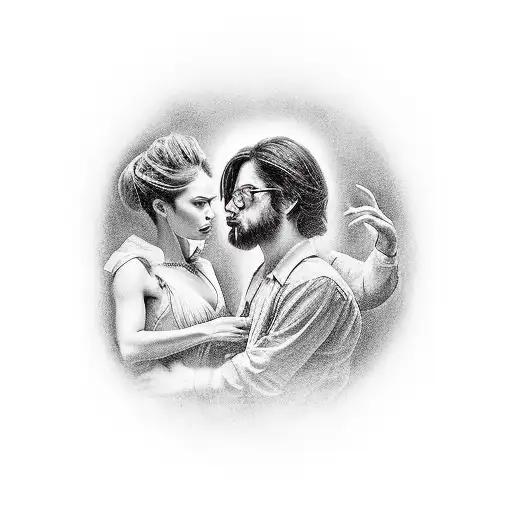 A Scene Where Two People Are Acting On A Stage In Heaven