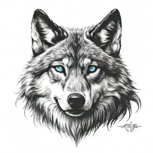 Realistic Wolf Blue Eyes