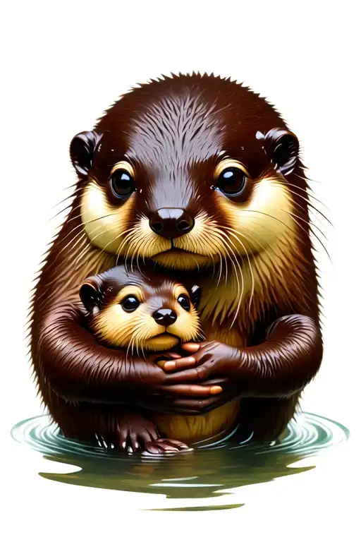 Otter Holding Baby