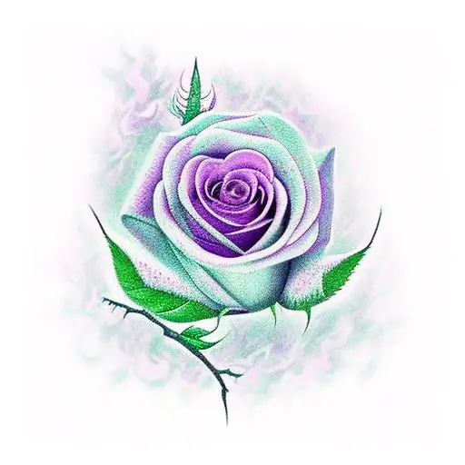 A Purple Rose With Thorns On Fire At The Top Freezing At The Bottom