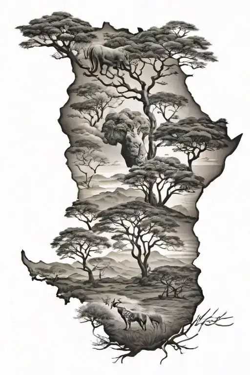 African Silouete Nature With A Name Incorporated Within