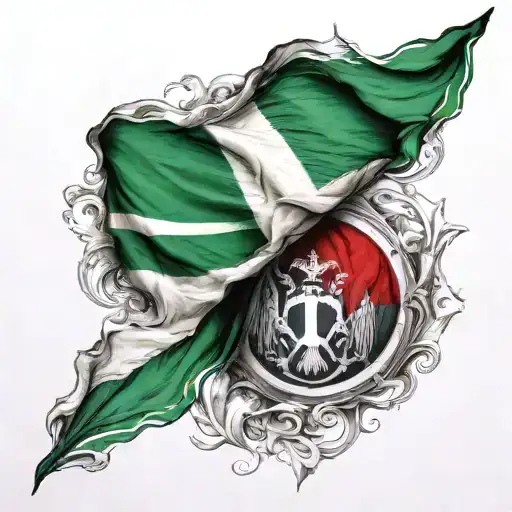 Nigerian Flag And German Flag Intertwined