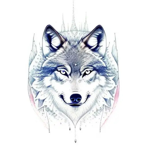 Side Face Of A Wolf With Rain And Forest In The Background