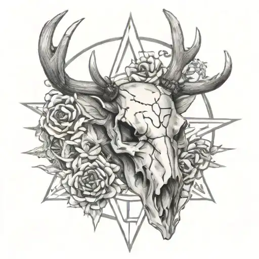 Deer Scull Pentagram Star