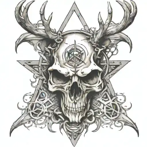 Deer Scull Pentagram Satan