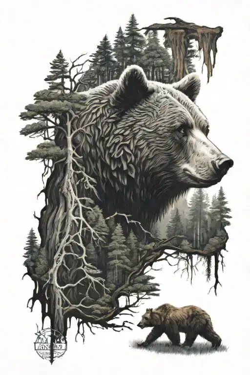 Forest And Bear Head
