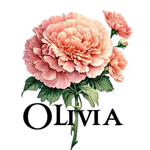 Carnation Flowers Wrapped Around The Word Olivia