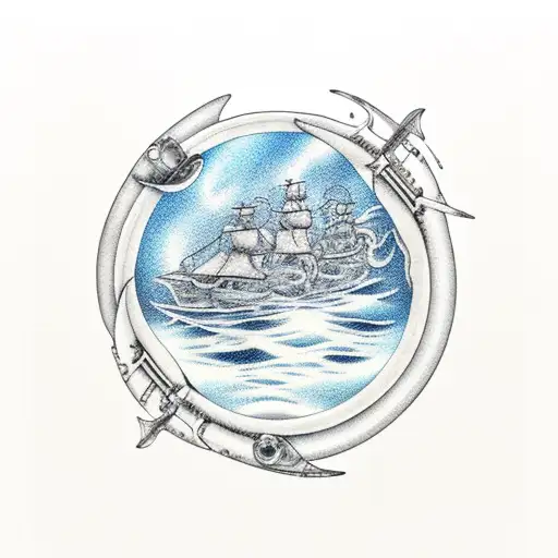 Ocean And Vessel With Good In Back Side