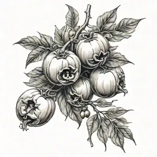 Persimmons On A Vine