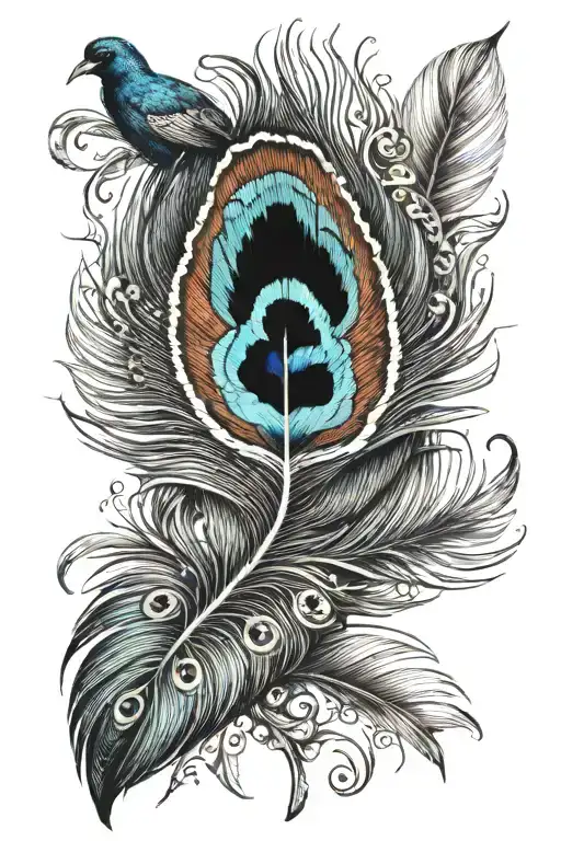 Bird With Peacock Feather