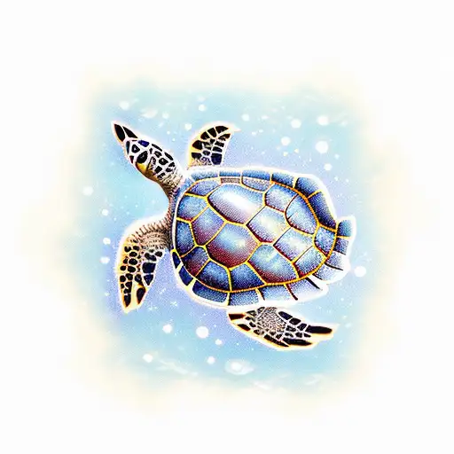 Sea Turtle Qnd Flowers