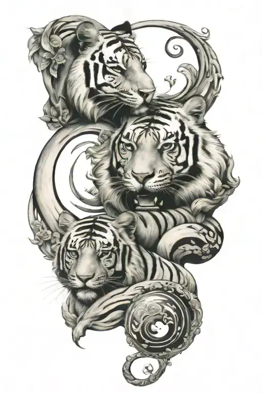 Tiger And Yin And Yang Symbol Made