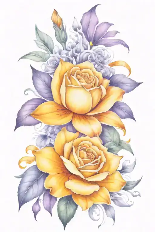 Yellow Rose Orange Gerber Daisy Purple Tiger Lily Flower