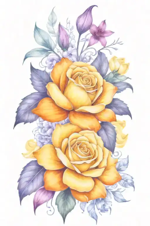 Yellow Rose Orange Daisy Purple Tiger Lily Flower