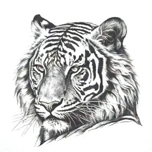 Half Tiger Half African Woman Face