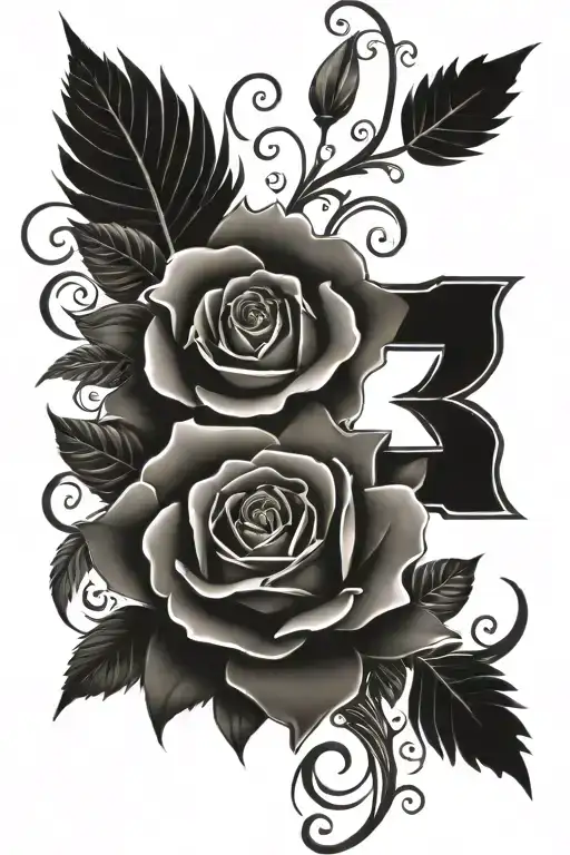Initial Tattoo Design With 2