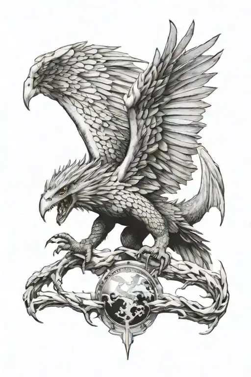 Powerful Dengerous Dragon Flying Eagle Wings