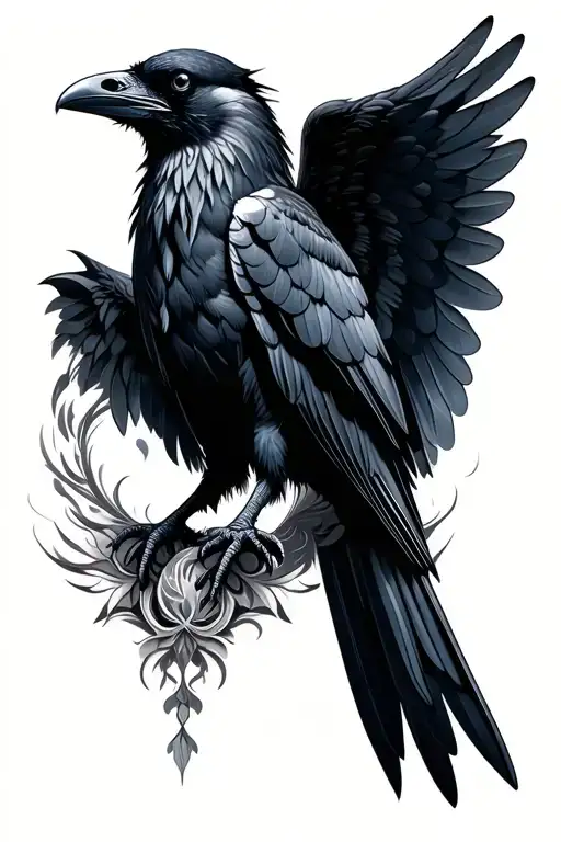 Raven Large Wing Ornamental