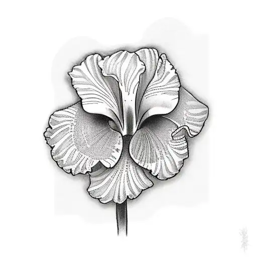 Tattoo Of An Iris Flower Surrounded By Arabic Geometric Patterns