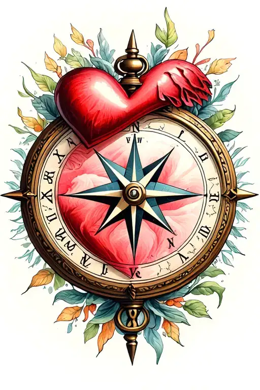 Compass Timepiece Love Gemini Aries Tattoo Love Heart
