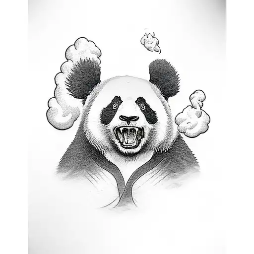 Angry Panda With Smoke Coming Out Of His Mouth
