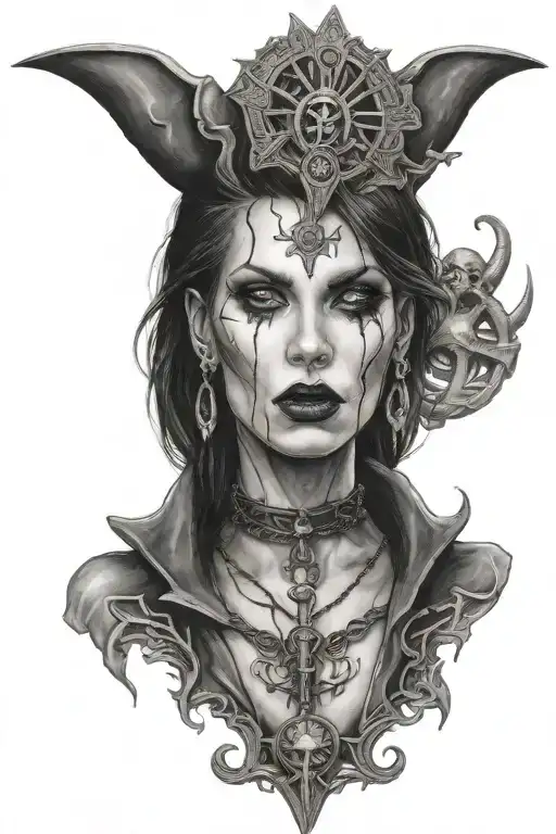 Vampire Woman Wearing Ankh Neckless