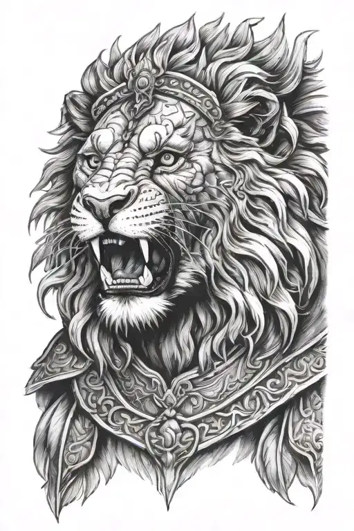 Angry Lion Bleu Eyes Roman Soldier