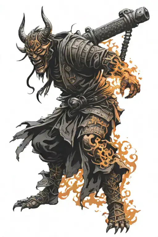 Ronin Demon On Fire