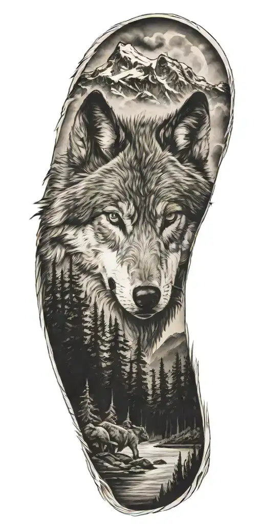 Wolf And Woods And Mountains