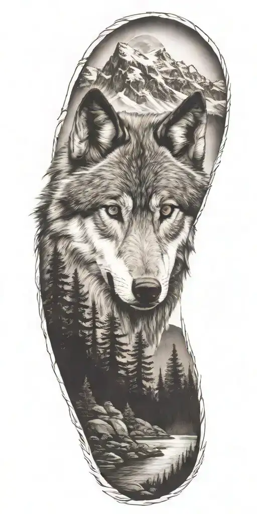 Wolf And Woods And Mountains