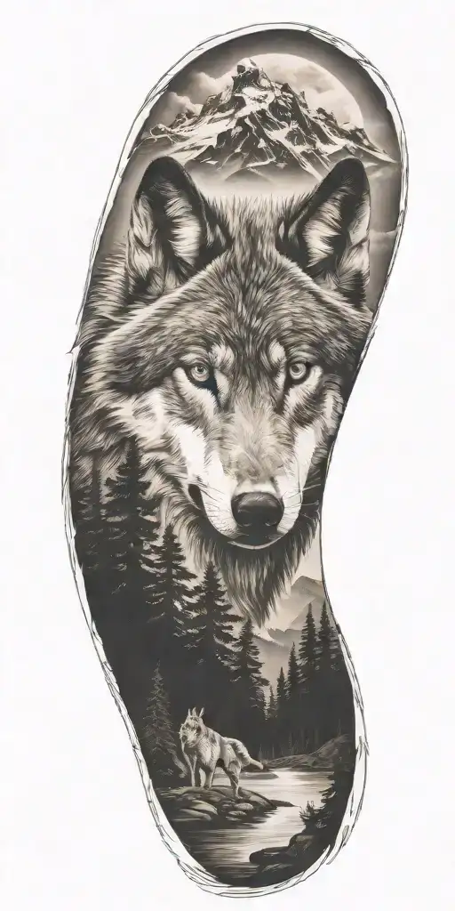 Wolf And Woods And Mountains