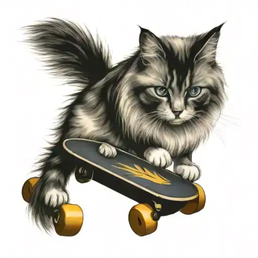 Ragdoll Cat On A Skateboard