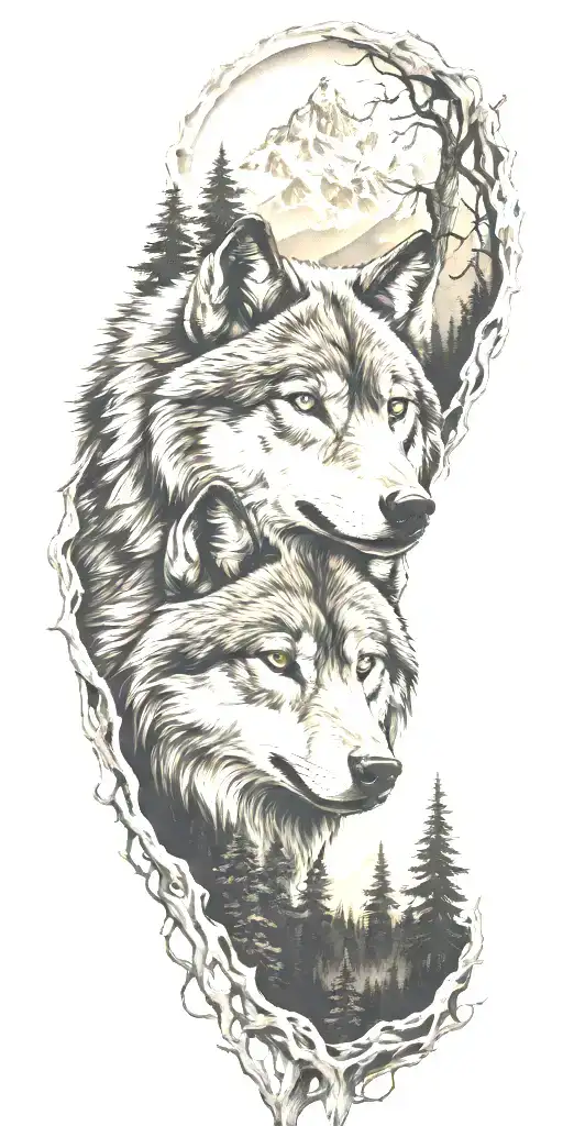 Wolf And Woods And Mountains